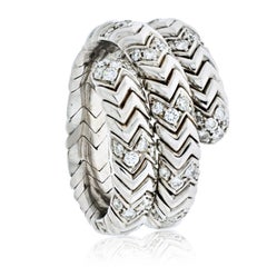 Bvlgari Sipga 18K White Gold Spiga Diamond Wrap Ring