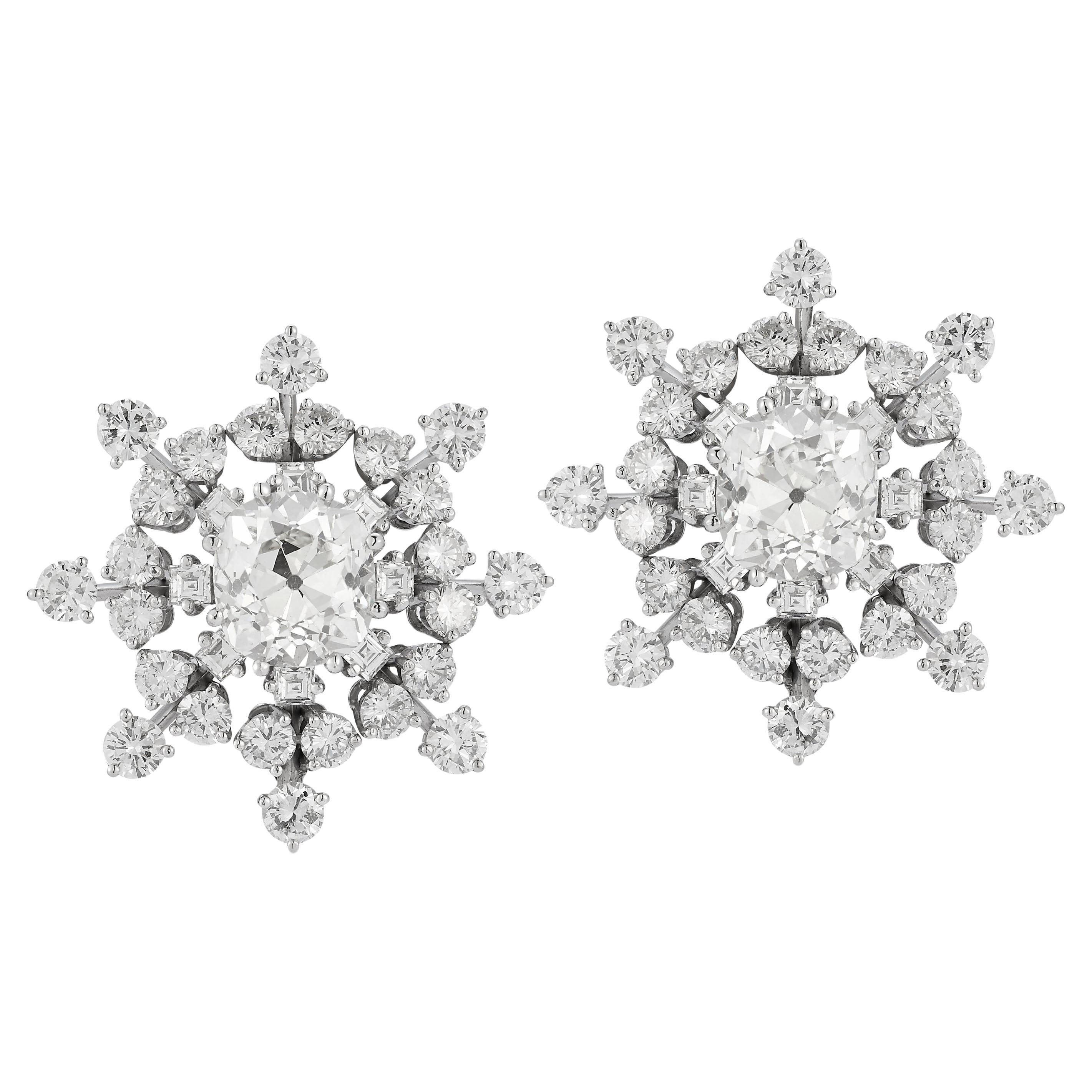 Schneeflocken-Diamant-Ohrringe von Bvlgari im Angebot
