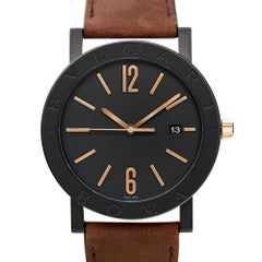 Bvlgari Solotempo 41mm Black Dial DLC Coated Steel Automatic Mens Watch 103219