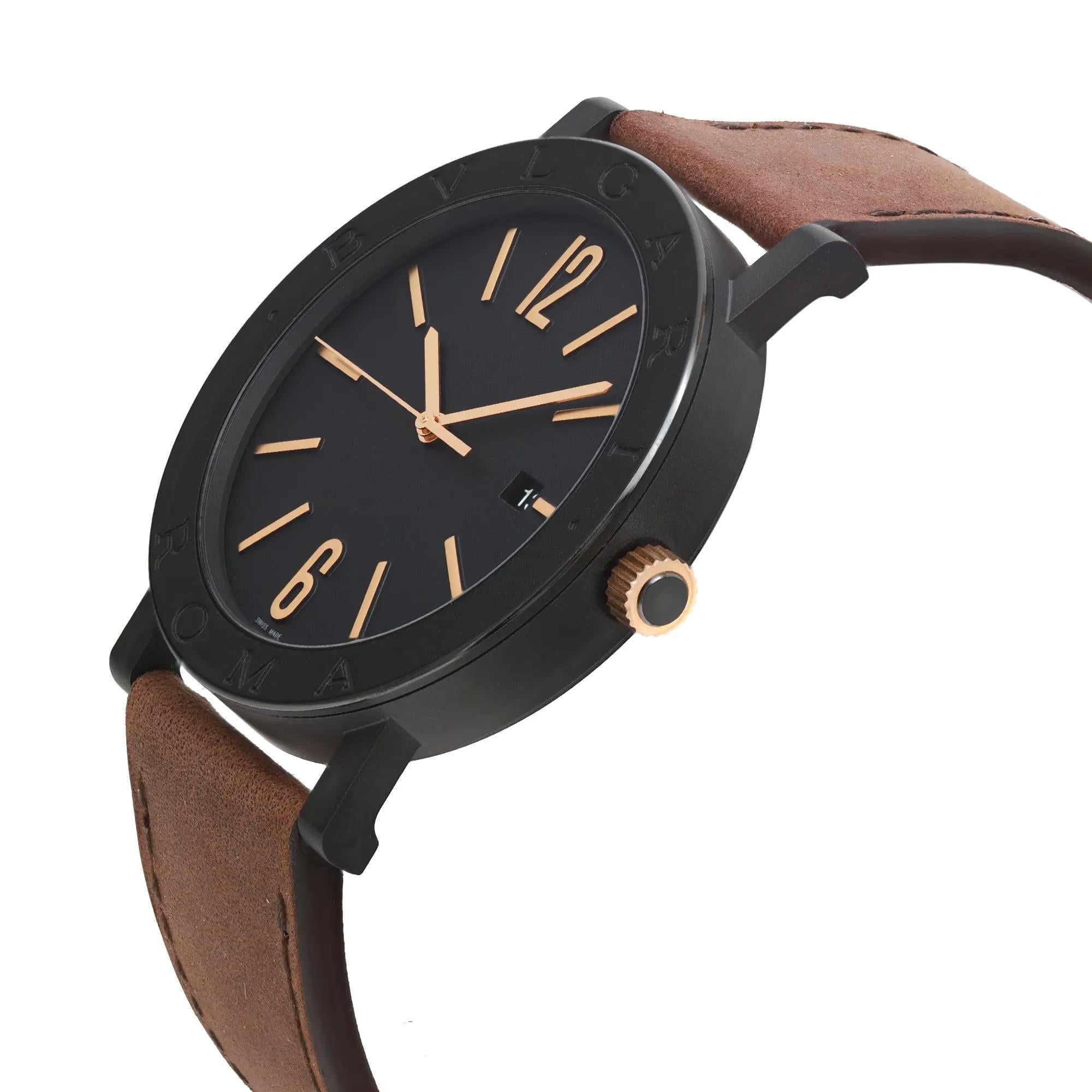 Bvlgari Solotempo 41mm Black Dial DLC Coated Steel Automatic Mens Watch 103219 Neuf - En vente à New York, NY