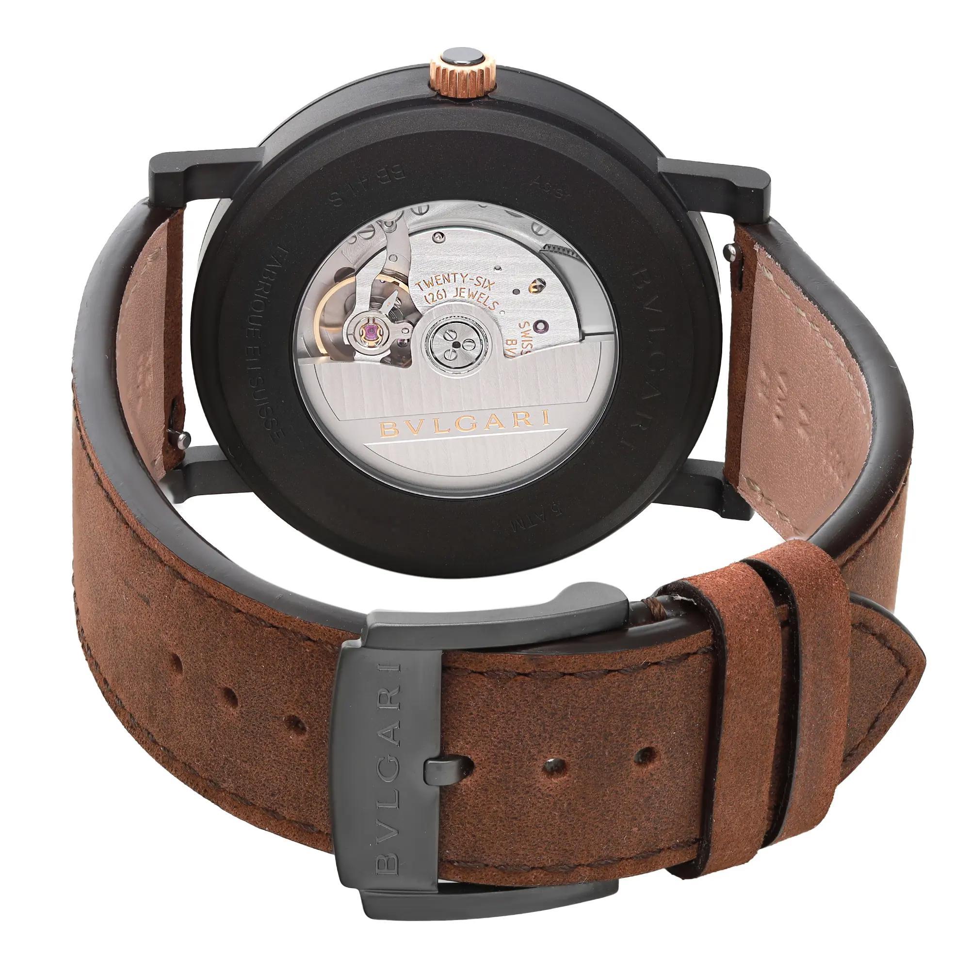 Bvlgari Solotempo 41mm Black Dial DLC Coated Steel Automatic Mens Watch 103219 en vente 1