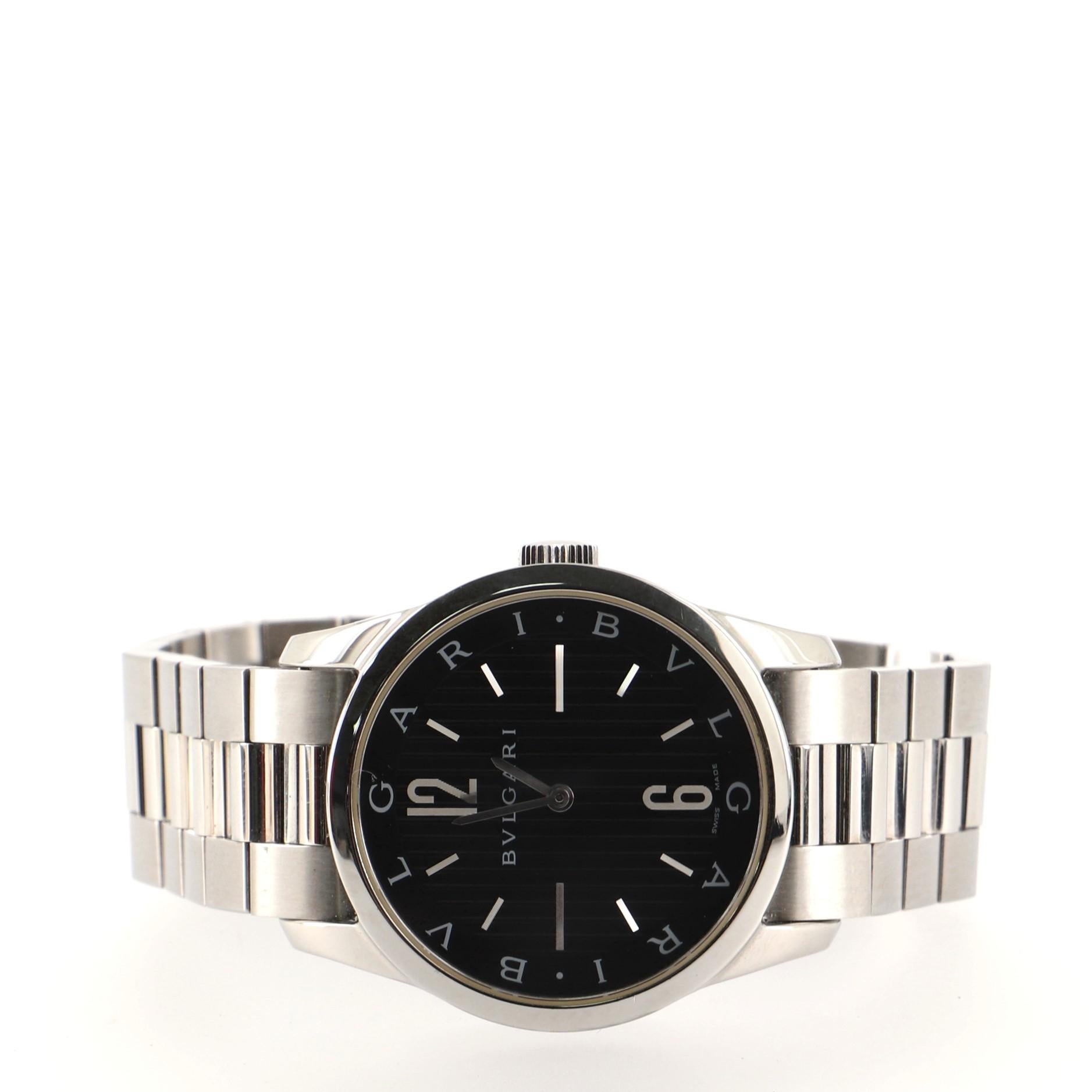 Bvlgari Solotempo Quartz Watch Stainless Steel 37 In Good Condition In New York, NY