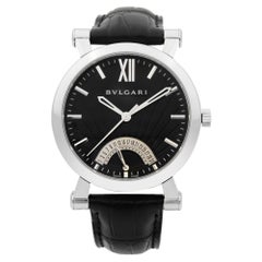 Used Bvlgari Sotirio Retrograde Steel Black Dial Automatic Men's Watch SB42SDR