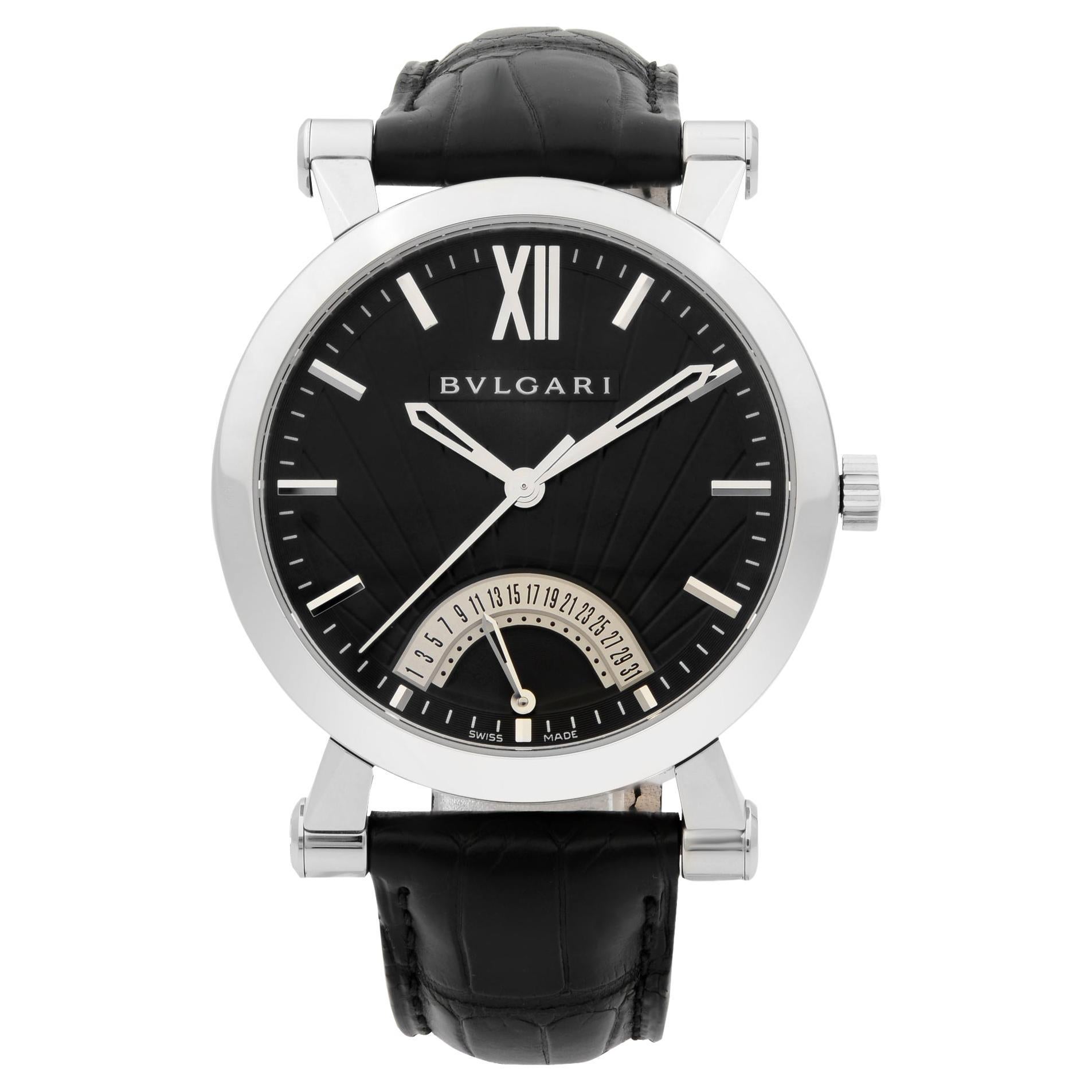 Bvlgari Sotirio Retrograde Steel Black Dial Automatic Mens Watch SB42SDR For Sale
