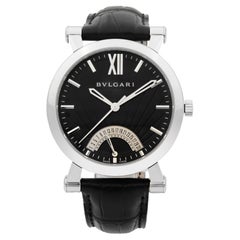 Used Bvlgari Sotirio Retrograde Steel Black Dial Automatic Mens Watch SB42SDR