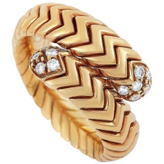 Bvlgari Spiga 18 Karat Rose Gold Diamond Bypass Ring