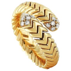 Bvlgari Spiga 18 Karat Yellow Gold and Diamond Bypass Ring