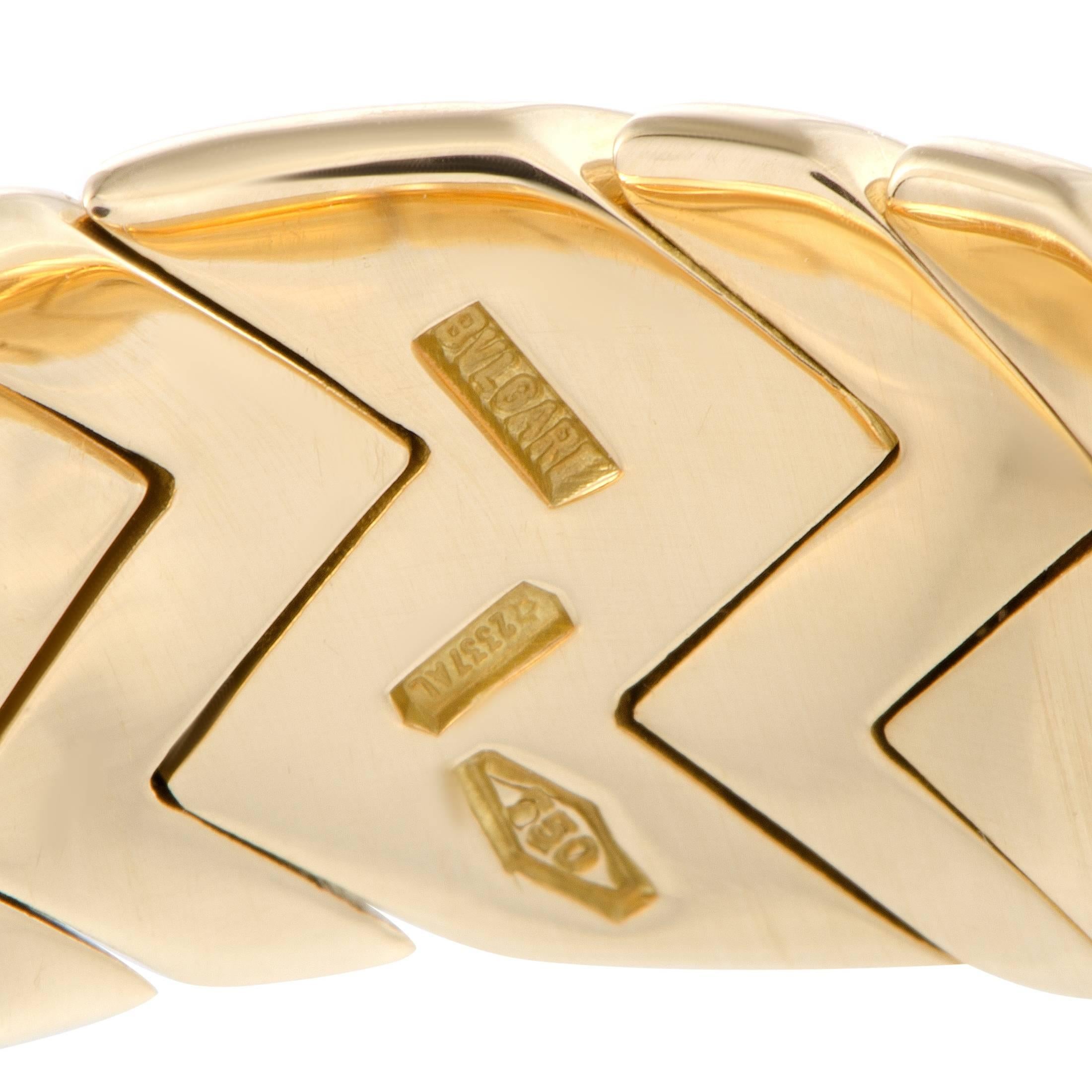 Bvlgari Spiga 18 Karat Yellow Gold Diamond Pave Band Ring 1