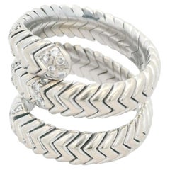 Bvlgari Spiga 18k Weißgold Double Wrap 7 Diamant Abschnitte Ring