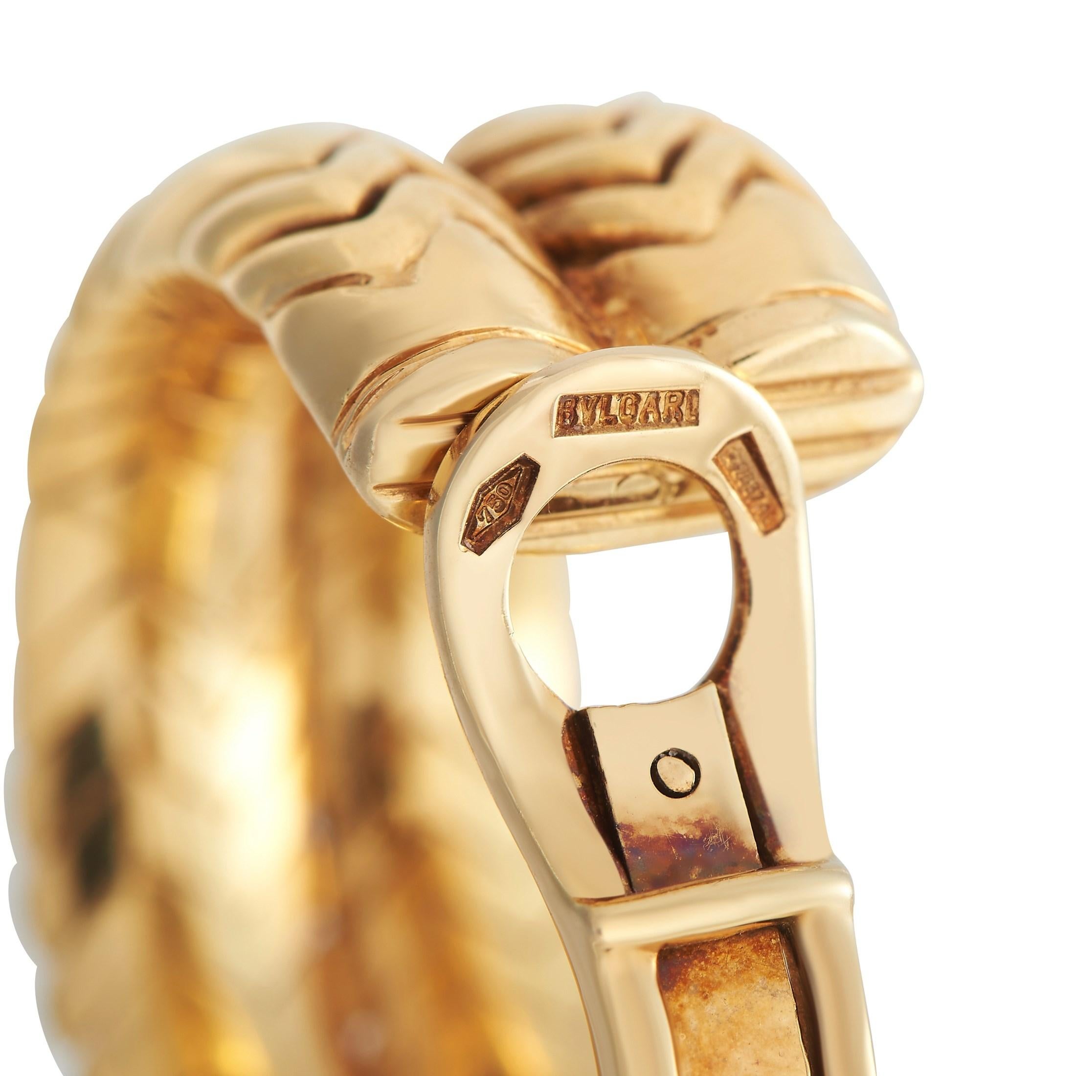Women's Bvlgari Spiga 18K Yellow Gold Clip-On Earrings