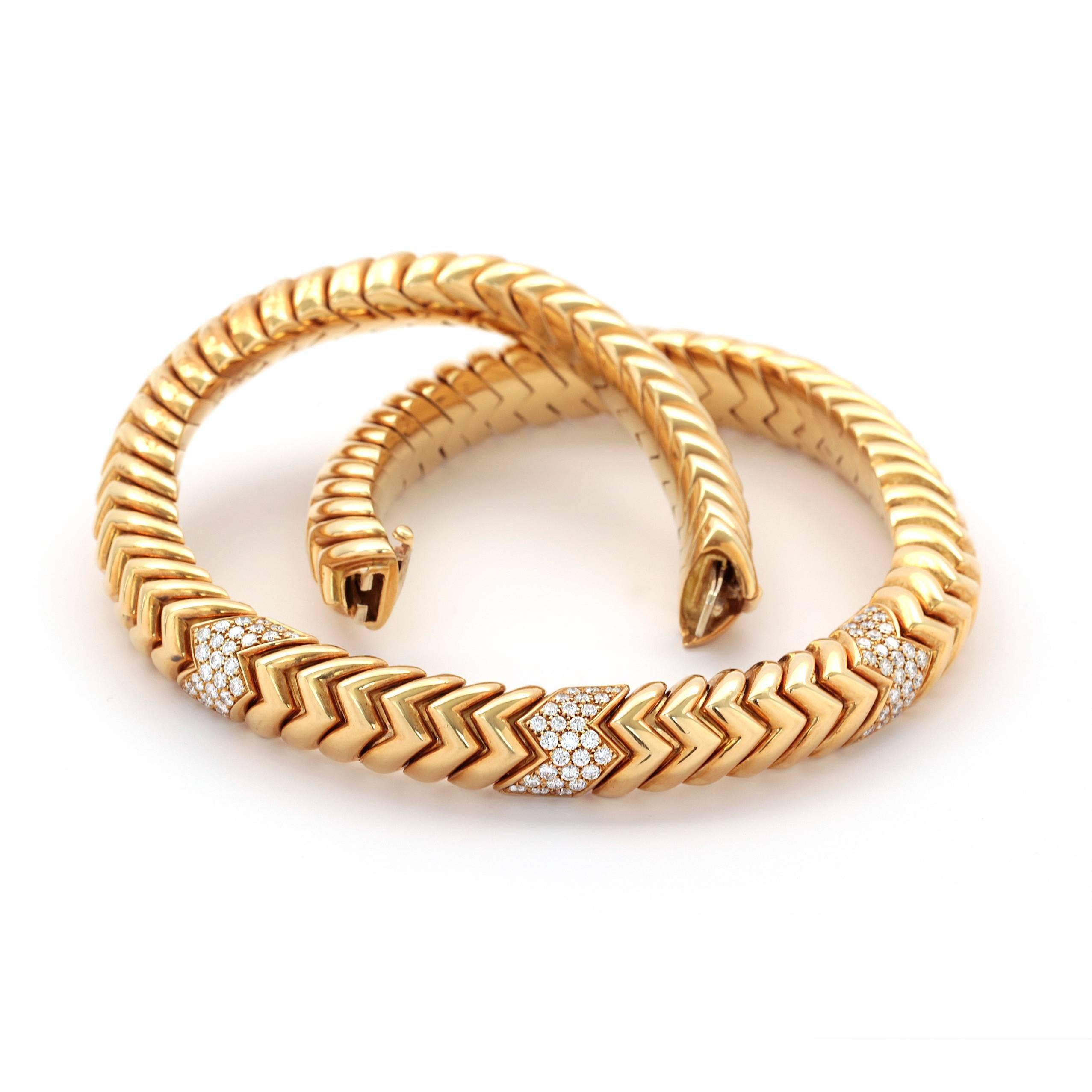 Bvlgari Spiga 4.05 Carat Diamond Gold Snake Choker Necklace 1
