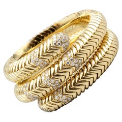 Bvlgari Spiga Diamond White and Yellow Gold Bracelet