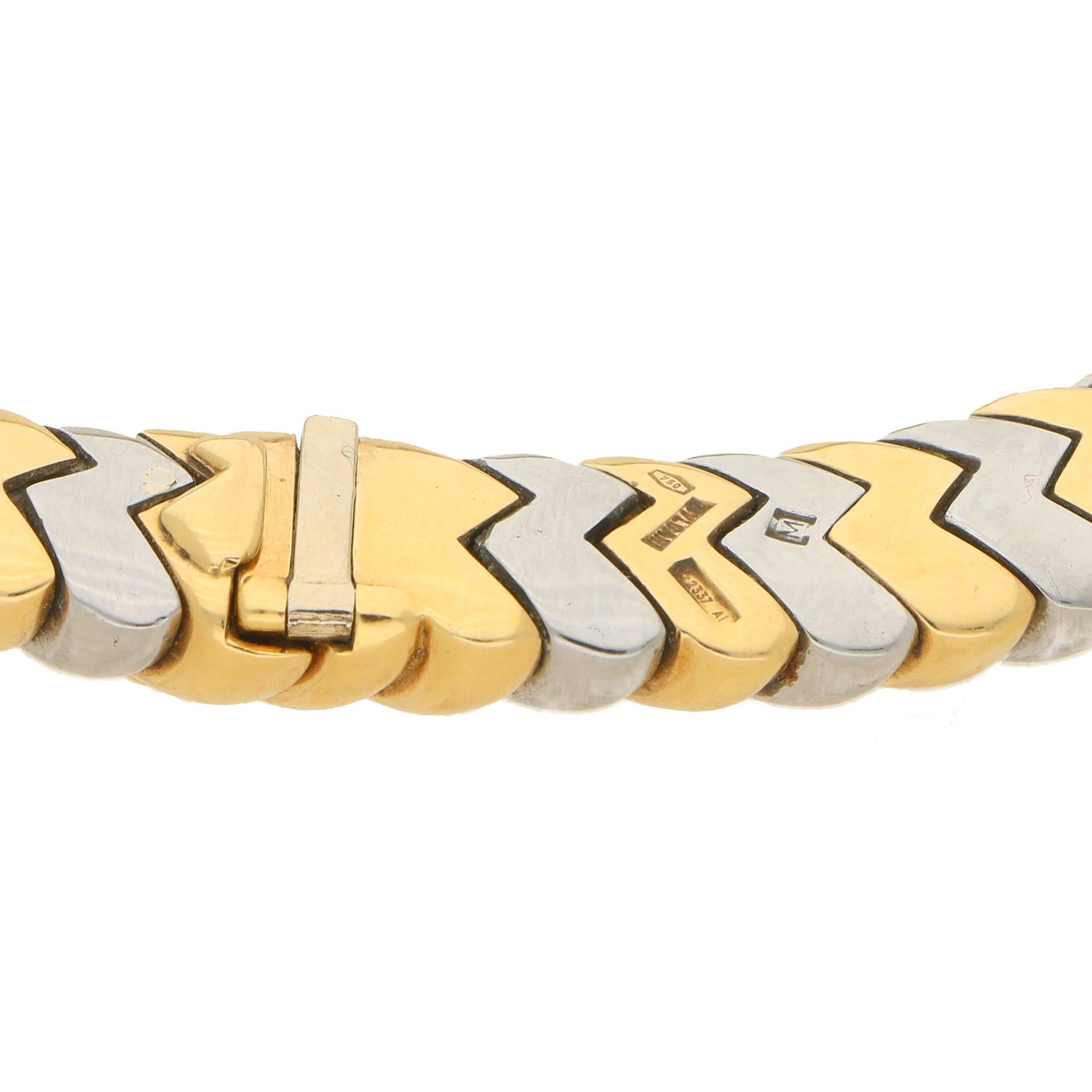 Bulgari Spiga Necklace in 18 Carat Yellow and White Gold In Good Condition In London, GB