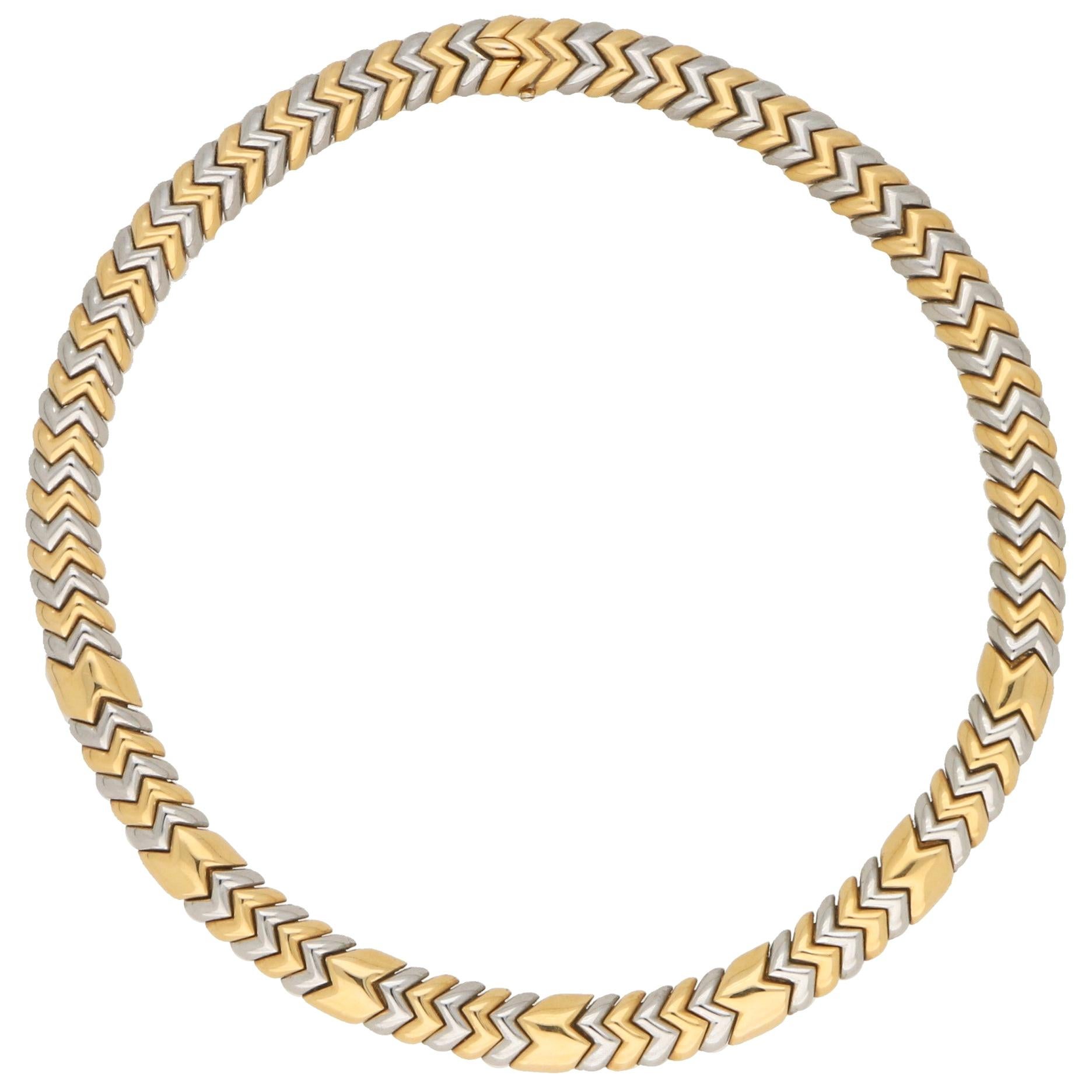 Bulgari Spiga Necklace in 18 Carat Yellow and White Gold
