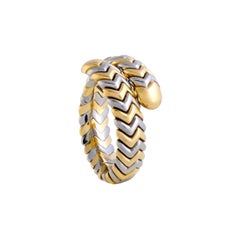 Bvlgari Spiga Stainless Steel and 18 Karat Yellow Gold Band Ring