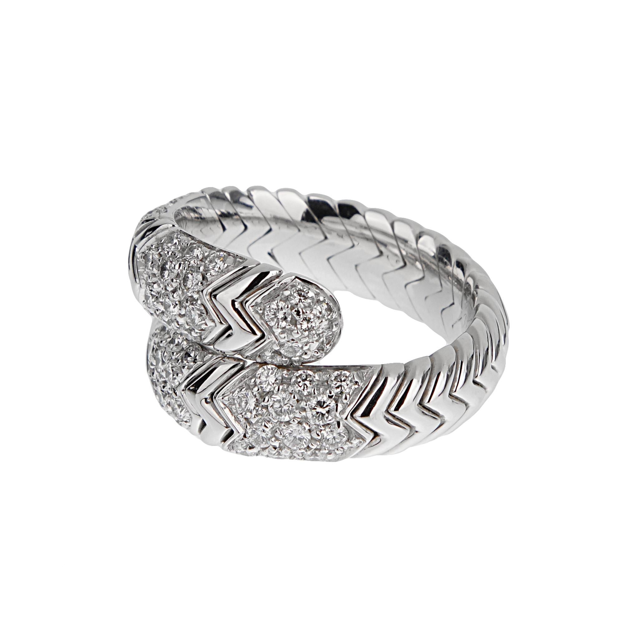 Bvlgari Spiga Anello Vintage con Diamante in Oro Bianco 18k Sz 6 In condizioni ottime in vendita a Feasterville, PA