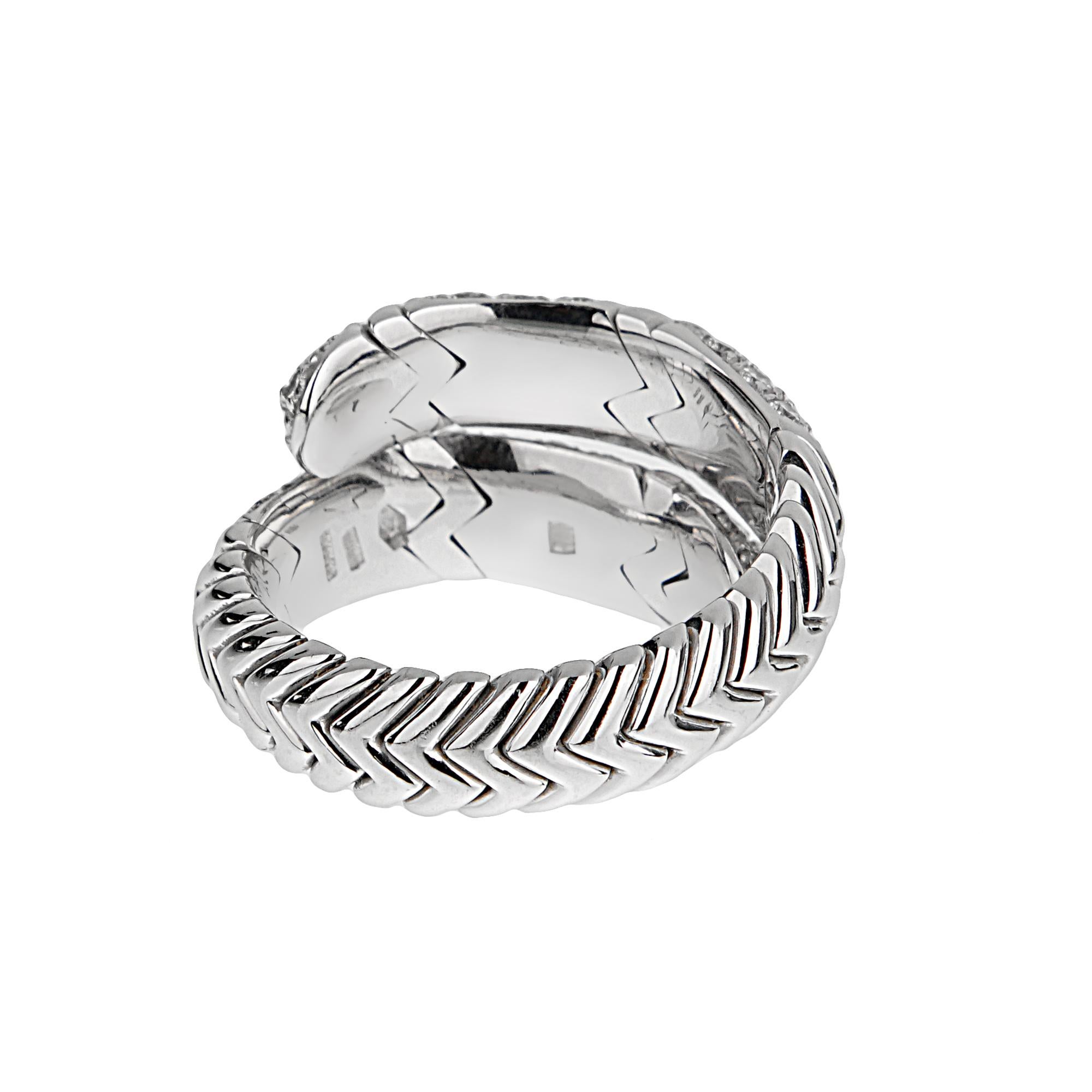 da uomo o donna Bvlgari Spiga Anello Vintage con Diamante in Oro Bianco 18k Sz 6 in vendita