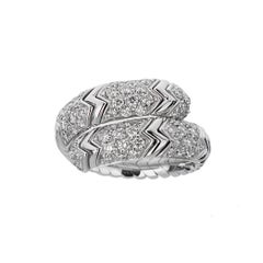 Bvlgari Spiga Vintage Diamond 18k White Gold Band Ring Sz 6