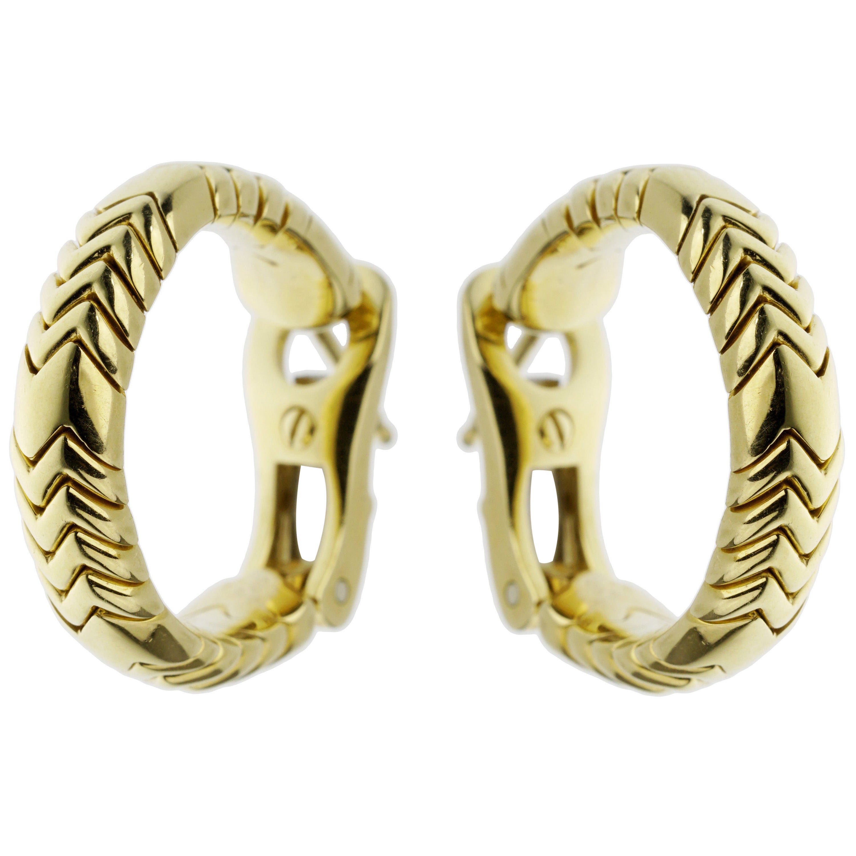 Bvlgari Spiga Vintage Gelbgold Creolen Ohrringe
