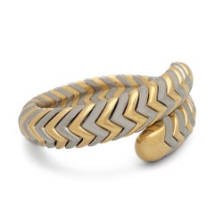 Bvlgari 'Spiga' Yellow Gold Stainless Steel Bypass Bracelet