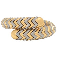 Bvlgari 'Spiga' Yellow Gold Stainless Steel Bypass Bracelet