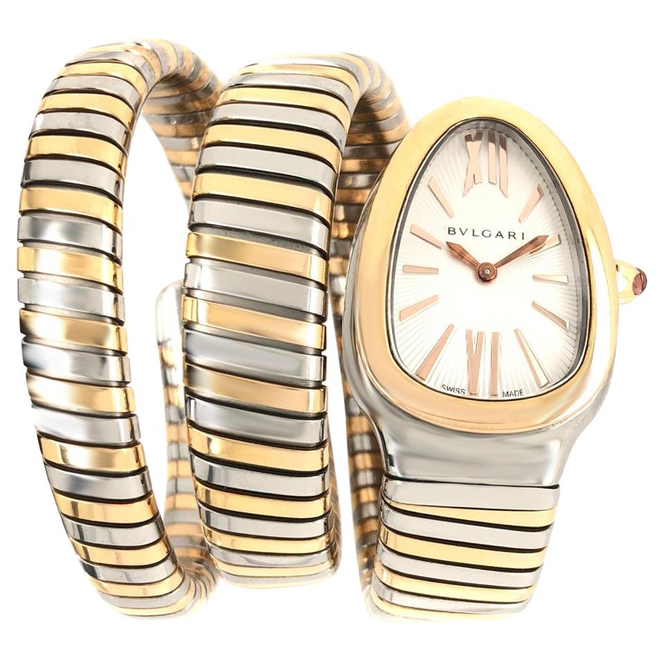 Bvlgari Stainless Steel and 18 Karat Rose Gold Serpenti Tubogas Watch