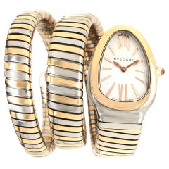 Bvlgari Stainless Steel and 18 Karat Rose Gold Serpenti Tubogas Watch