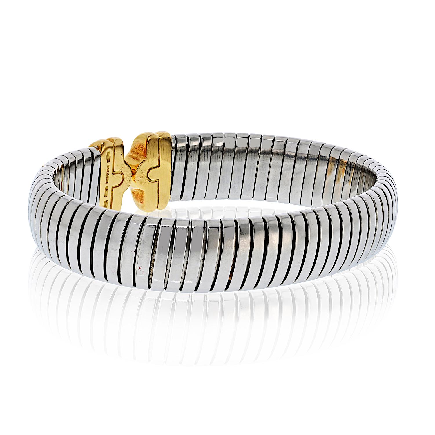 Bracciale Parentesi Bvlgari in acciaio e oro In condizioni ottime in vendita a New York, NY