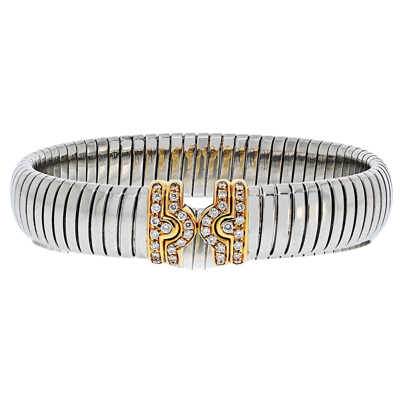 Bracciale Parentesi Bvlgari in acciaio e oro