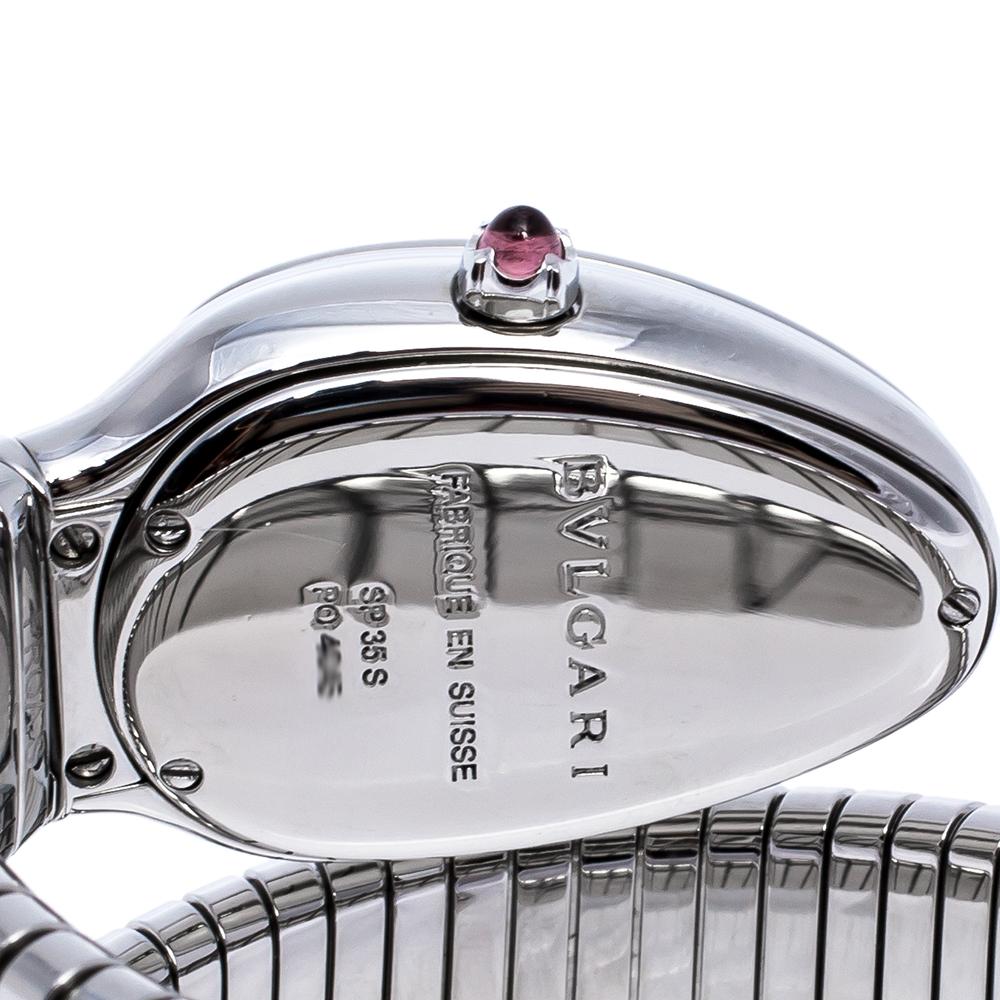 Uncut Bvlgari Stainless Steel Diamond Serpenti Tubogas 101910 Women's Wristwatch 35 mm