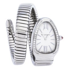 Bvlgari Stainless Steel Diamond Serpenti Tubogas 101910 Women's Wristwatch 35 mm