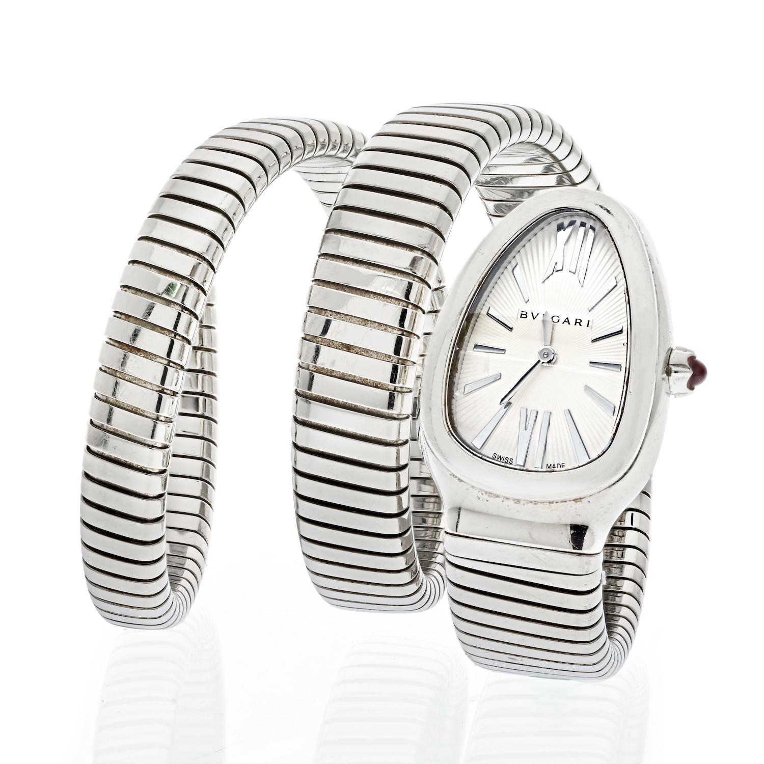 We love the Bvlgari Serpenti Wrap Watch for its timeless design and beautiful craftsmanship. It features a unique combination of materials and colors that make it a stand-out piece. The wrap design is both elegant and practical, making it a great