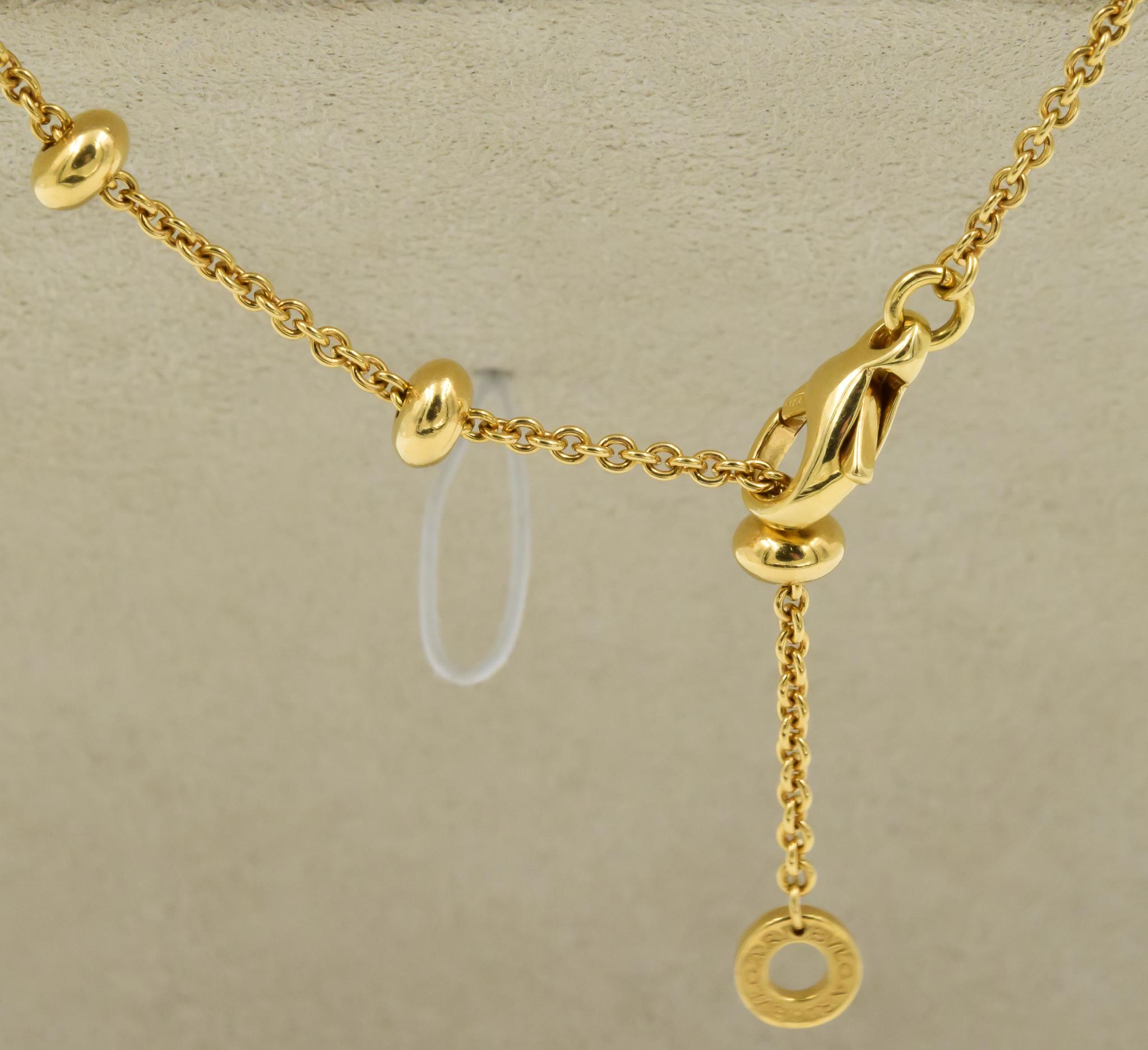 Women's or Men's Bvlgari Station Circle Necklace with Diamonds in 18 Karat Yellow Gold