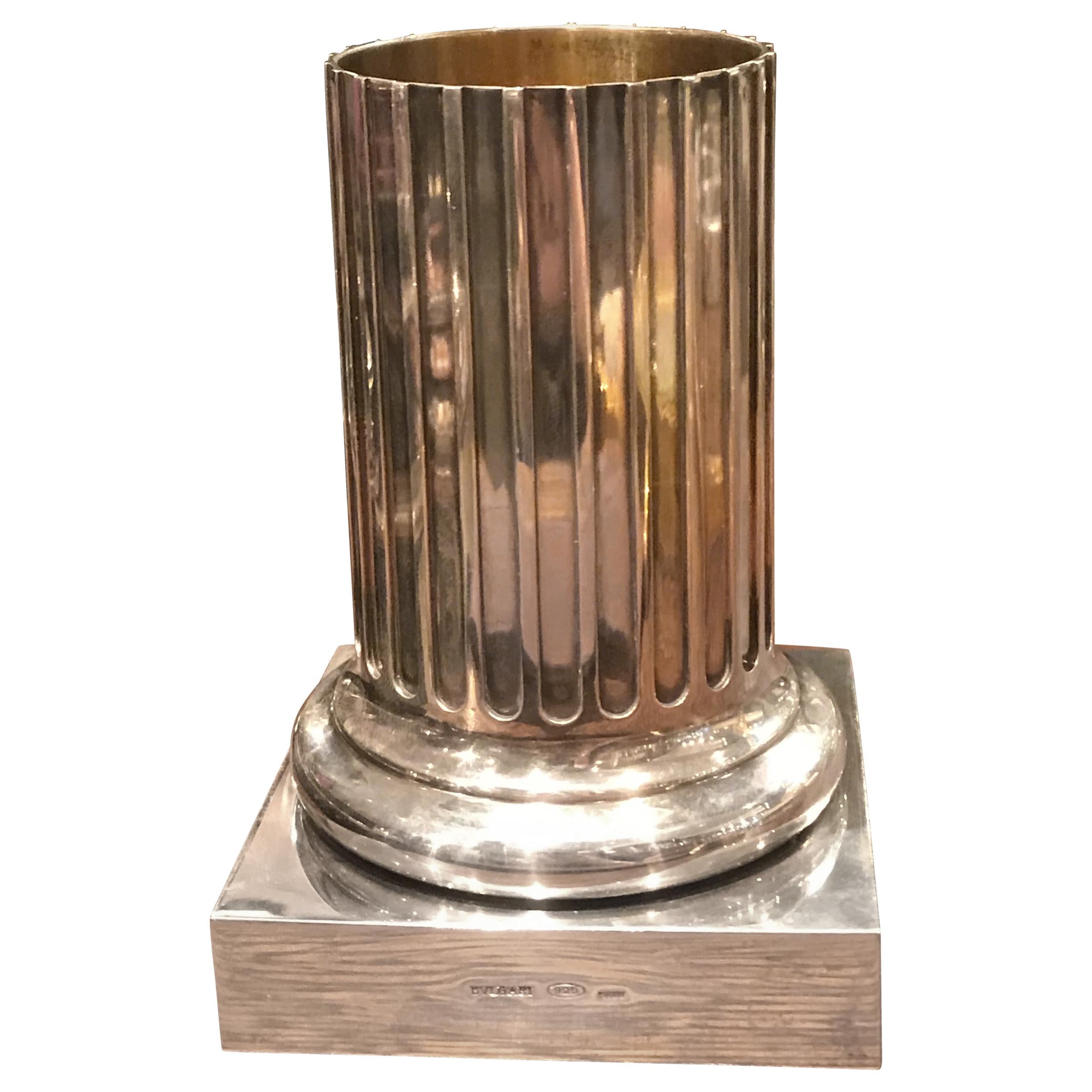 Bvlgari Sterling Silver Column Vase