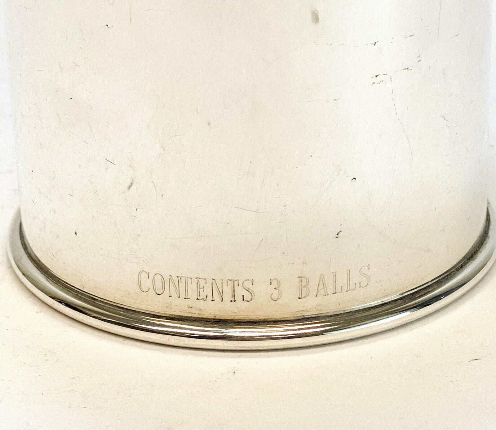 European Bvlgari Sterling Silver & Etched Gilt Tennis Ball Container For Sale