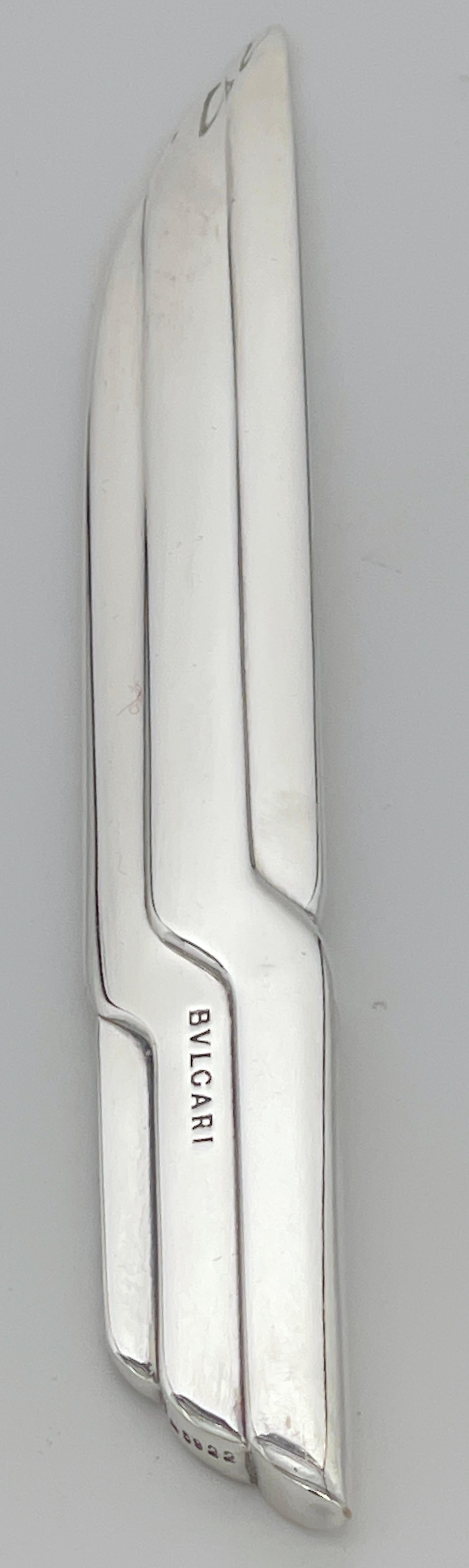 Bvlgari Sterling Silver Modern Sculptural Letter Opener / 'Tagliacarte in Argent In Good Condition For Sale In West Palm Beach, FL