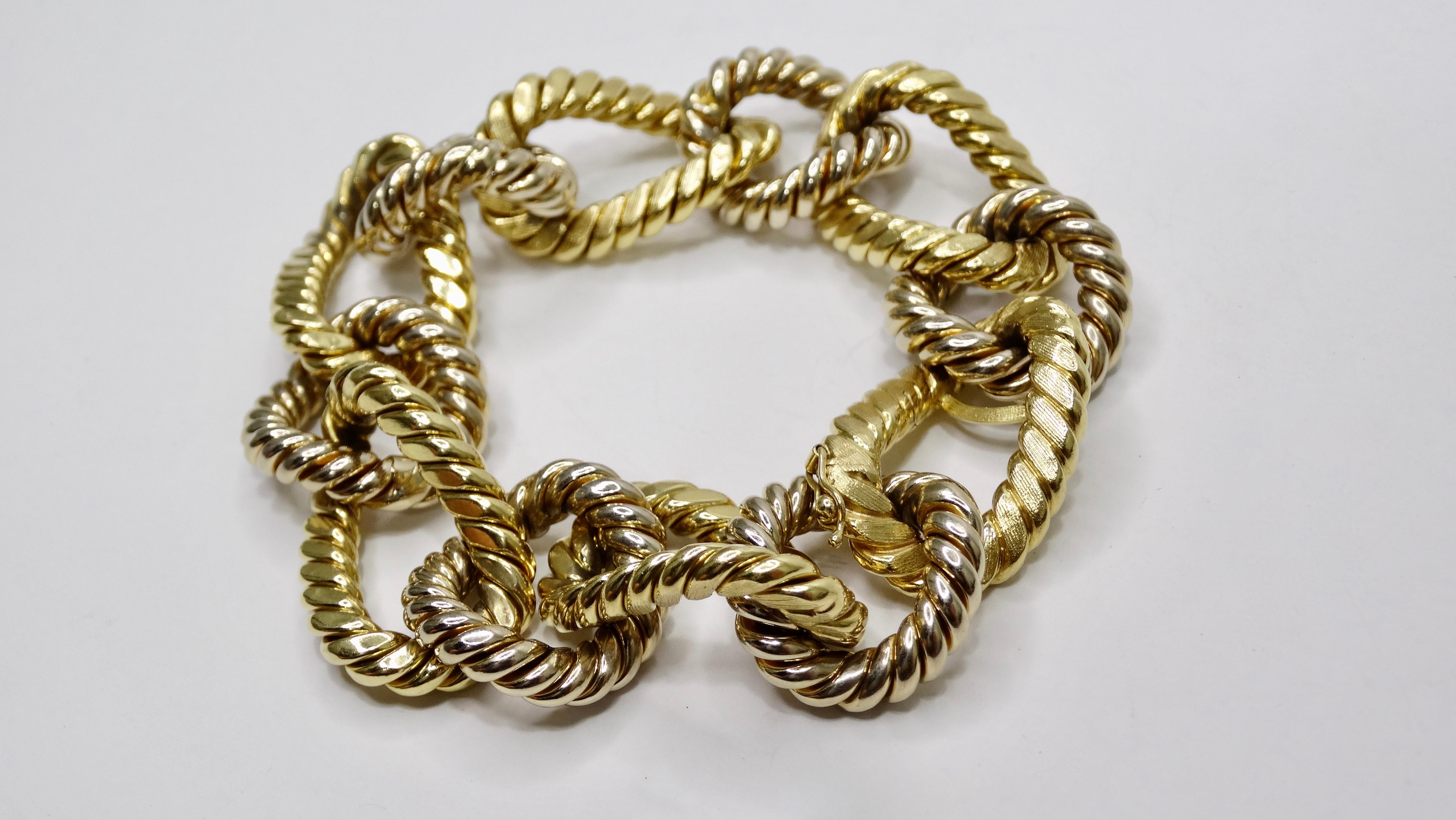 Bvlgari Style Bracelet à maillons de corde en or 18k bicolore Unisexe en vente