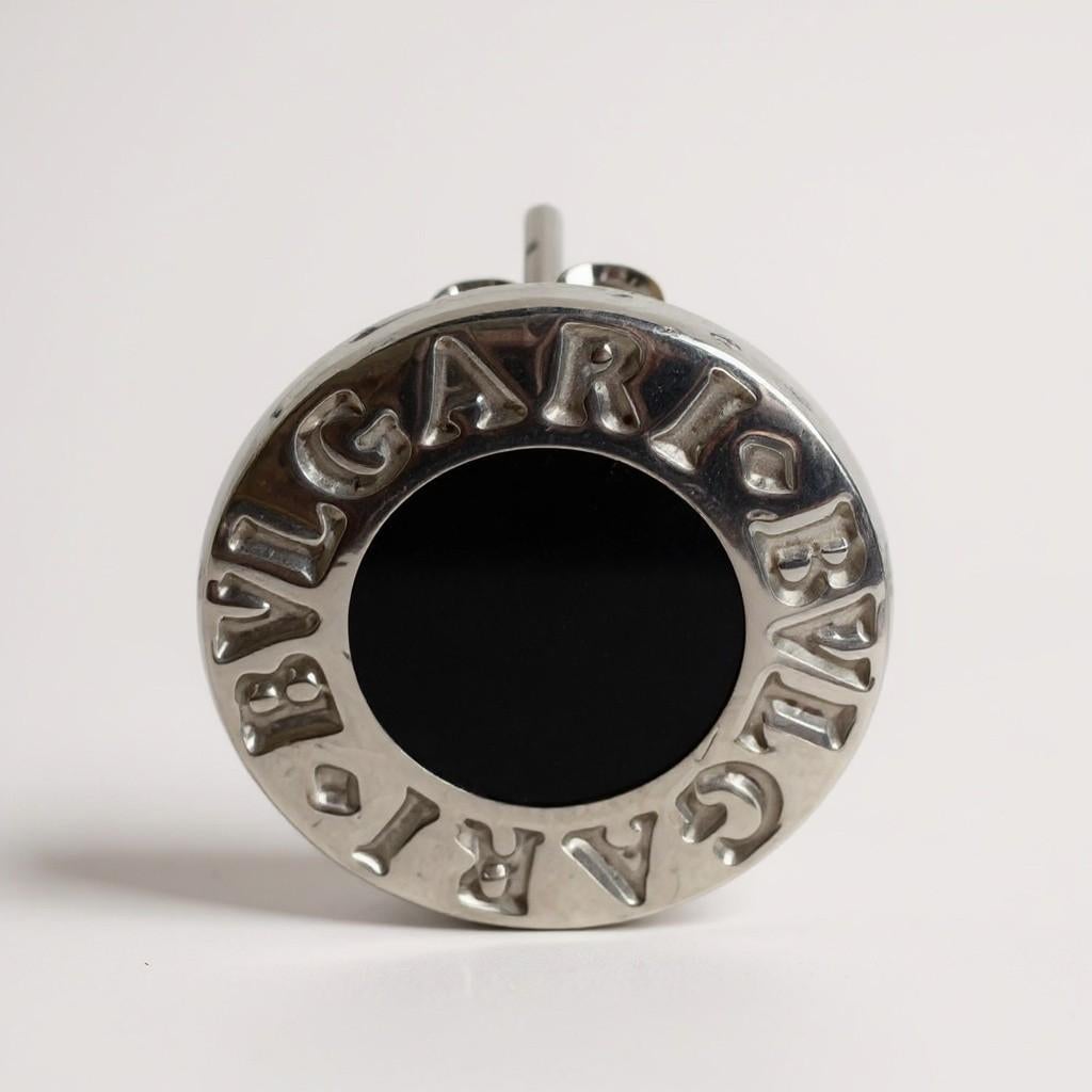 Bvlgari-style 950 Silver and Onyx Stud Earrings: For Sale 3