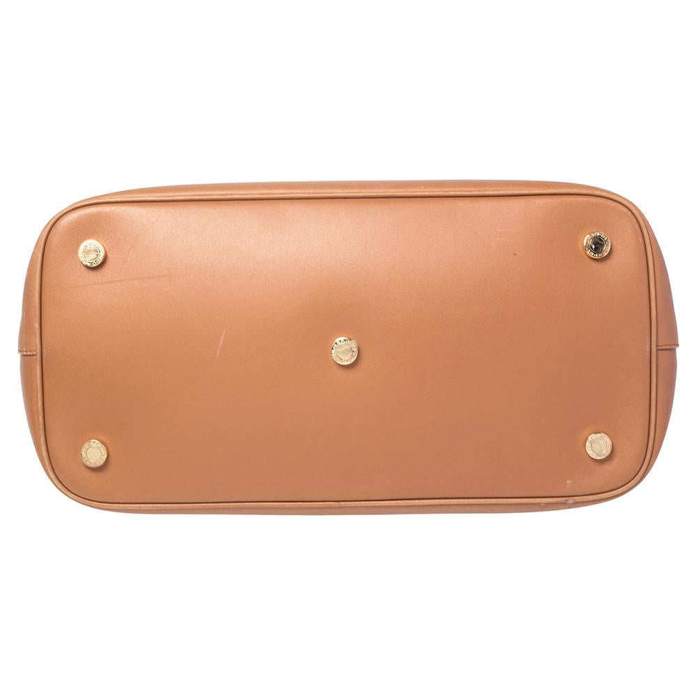 Orange Bvlgari Tan Leather Isabella Rossellini Top Handle Bag