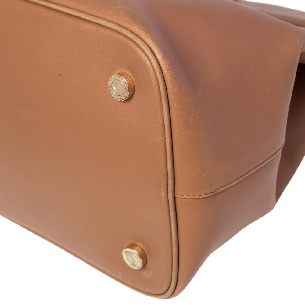 Women's Bvlgari Tan Leather Isabella Rossellini Top Handle Bag