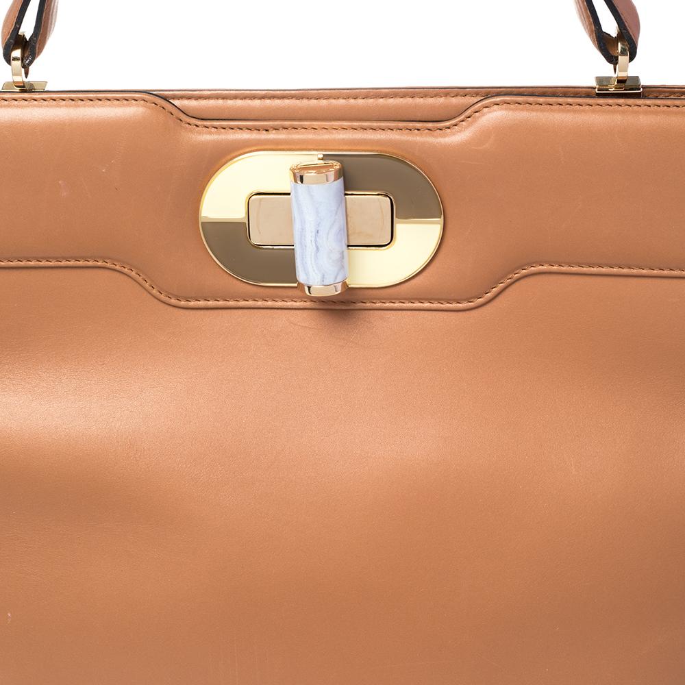 Bvlgari Tan Leather Isabella Rossellini Top Handle Bag 1