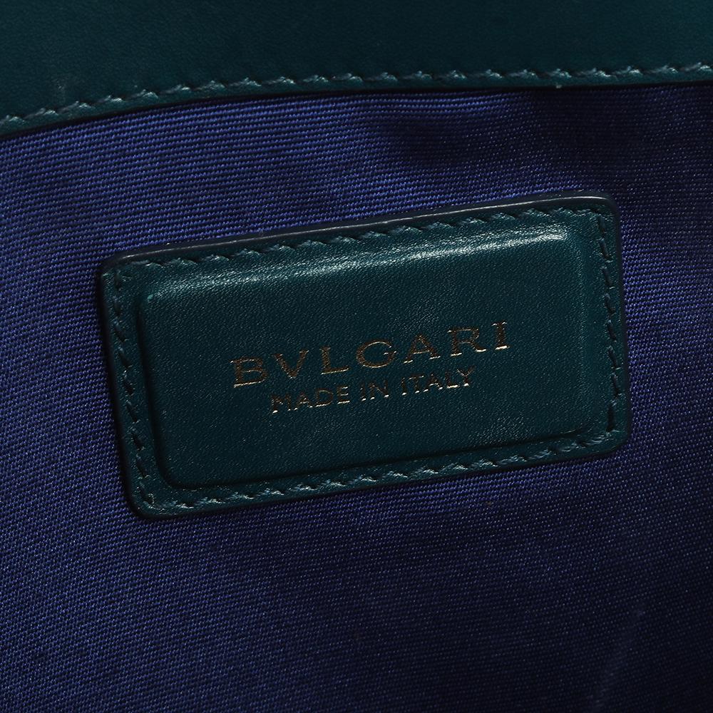 Bvlgari Teal/Black Leather and Perspex Medium Flap Cover Bag 1
