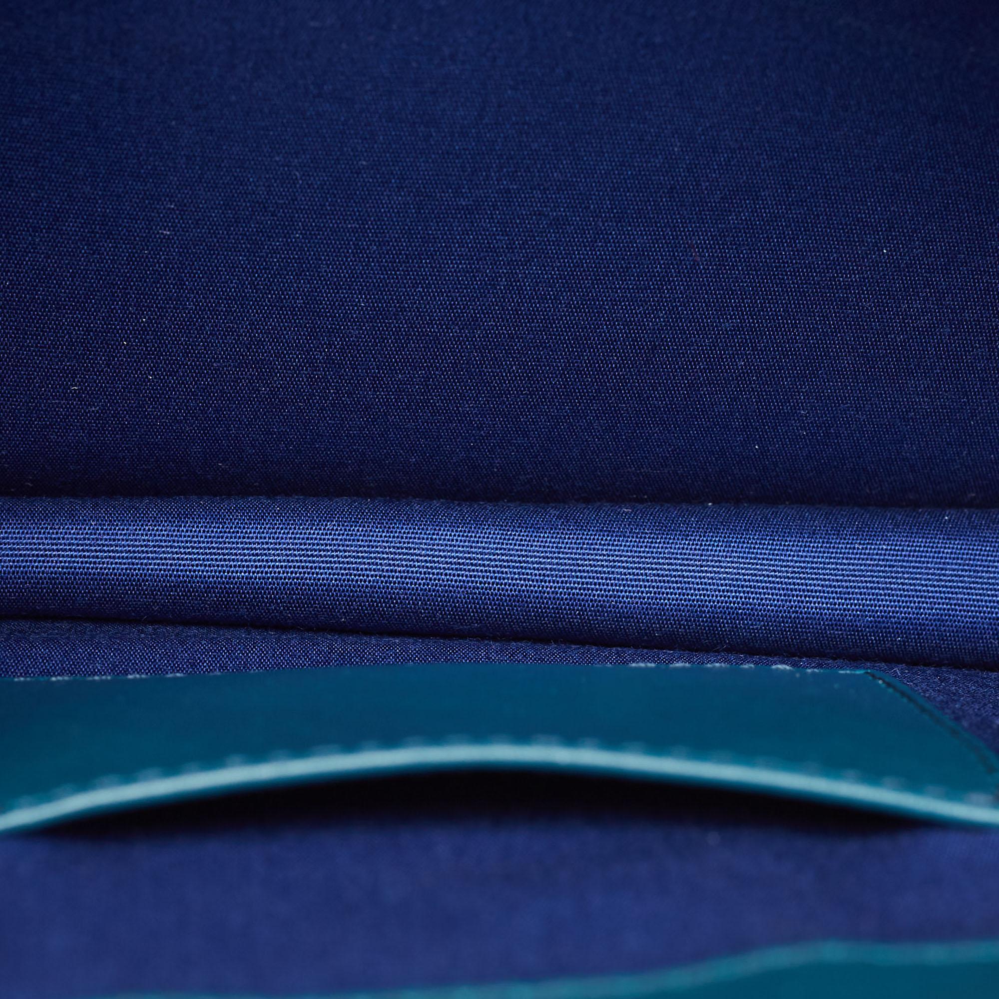 Bvlgari Teal Blue Leather Medium Serpenti Forever Top Handle Bag For Sale 3