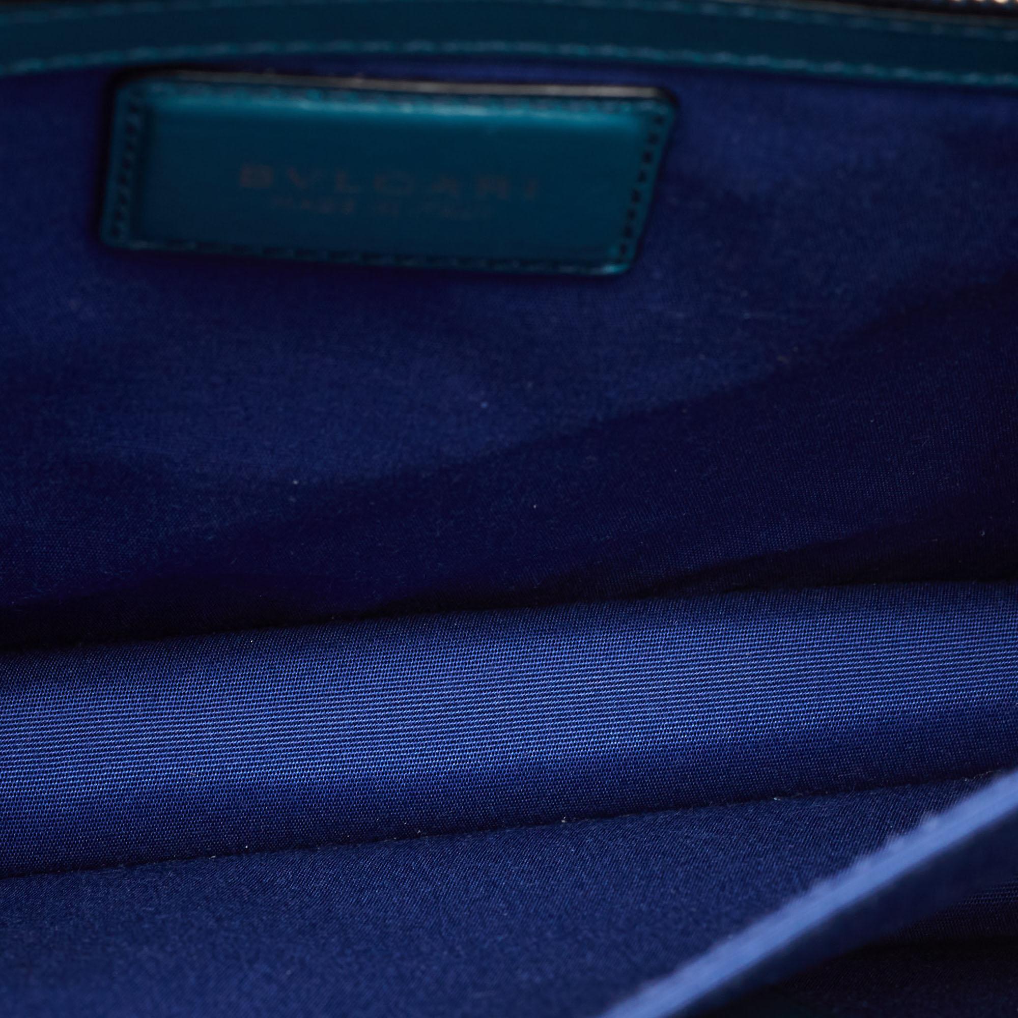 Bvlgari Teal Blue Leather Medium Serpenti Forever Top Handle Bag For Sale 5