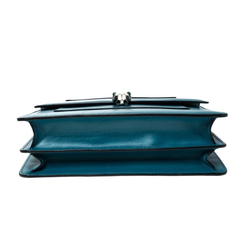 Bvlgari Teal Leather Serpenti Forever Flap Bag For Sale at 1stDibs
