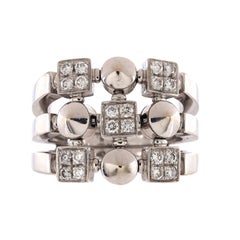 Bvlgari Three Row Lucea Ring 18k White Gold with Diamonds