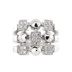 Bvlgari Three Row Lucea Ring 18K White Gold with Diamonds