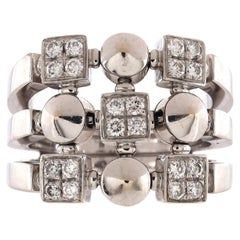 Bvlgari Three Row Lucea Ring 18k White Gold with Diamonds