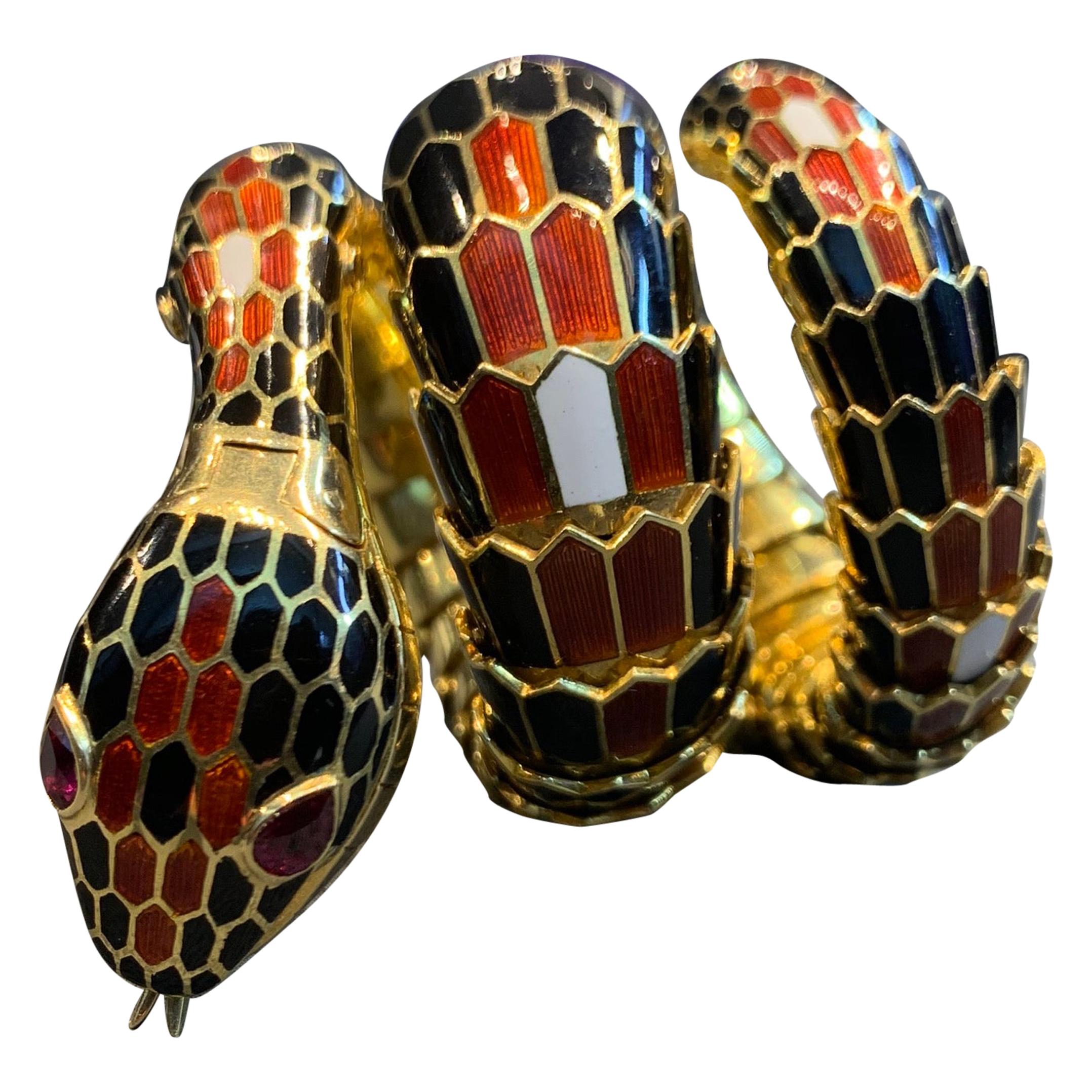 Bvlgari Three-Row Serpenti Gold Watch