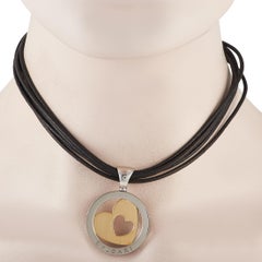 Bvlgari Tondo 18k Yellow Gold and Stainless Steel Heart Pendant Necklace